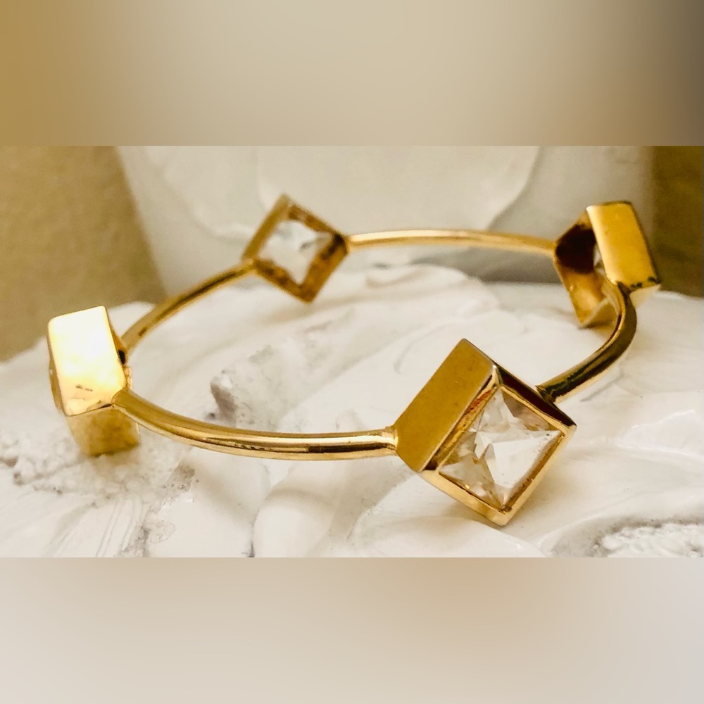 18k Gold plated white sapphire bangle(8-9in wrist size)